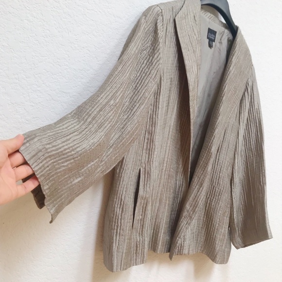 Eileen Fisher Silk Textured Open Front Blazer - Picture 3 of 11